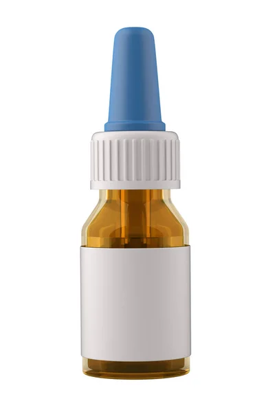 鼻孔或眼药水模版瓶 有吸管前视图 孤立于白色背景的3D图解 — 图库照片