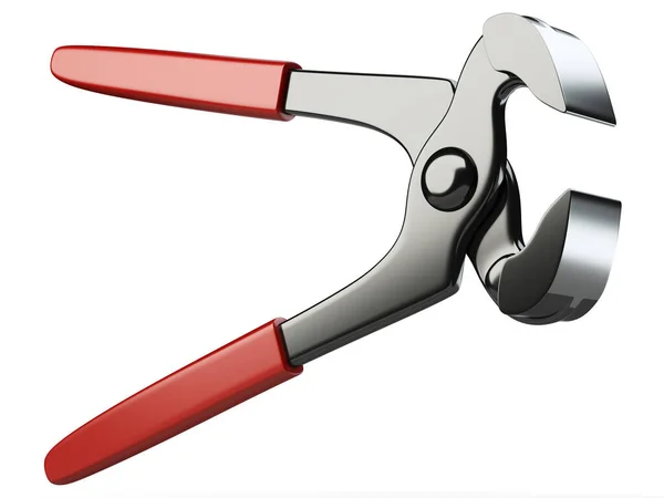 Opened Hand Pincers Red Rubberized Handles Close Illustration Isolated White — Stock Photo, Image