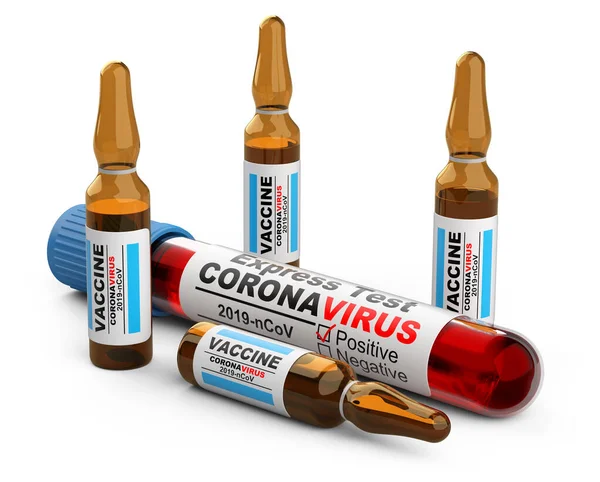 Tubo Con Sangre Para Una Prueba Coronavirus Frasco Vidrio Una — Foto de Stock