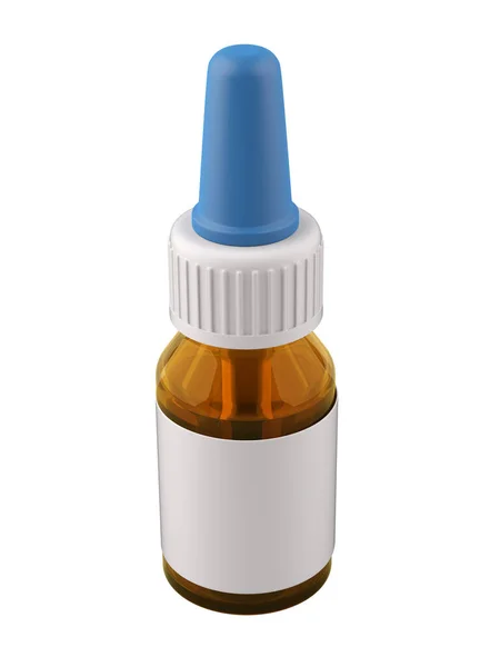 Nasal Eye Drops Template Bottle Pipette Front View Isolated White — Stock Photo, Image