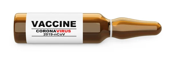 Glazen Kolf Met Vaccin Antiviraal Tegen Het Coronavirus Covid Gereedschap — Stockfoto