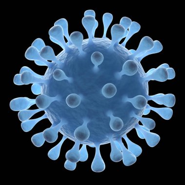 Coronavirus 2019 salgın kavramı. Virüs yaklaşıyor. 3d illüstrasyon siyah arkaplan üzerinde izole.