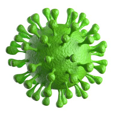 Coronavirus 2019 salgın kavramı. Virüs yaklaşıyor. Beyaz arkaplan üzerinde izole 3d illüstrasyon.