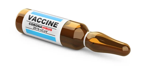 Flacon Verre Avec Vaccin Antiviral Contre Coronavirus Covid Outil Contre — Photo