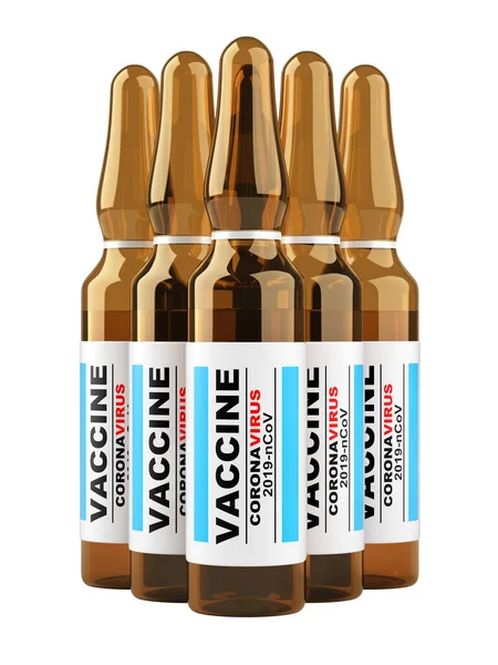 Flacons Verre Avec Vaccin Antiviral Contre Coronavirus Covid Outil Contre — Photo