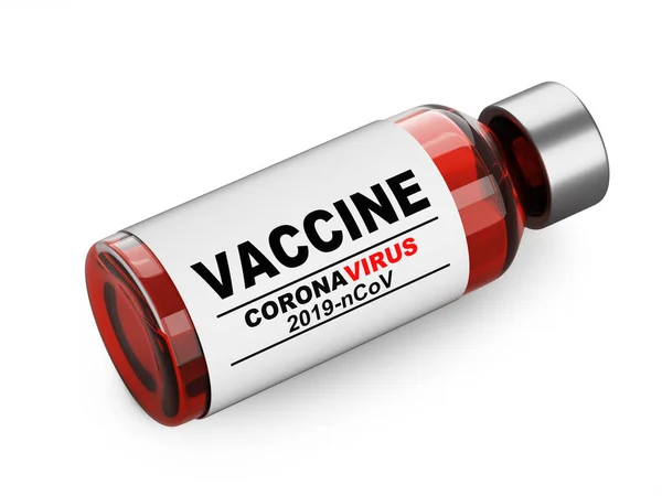 Стеклянная Бутылка Противовирусной Вакциной Против Коронавируса Covid Средство Пандемии Трехмерная — стоковое фото