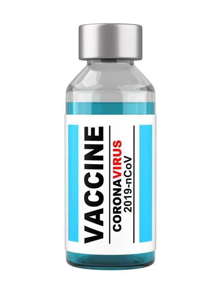 Glazen Fles Met Vaccin Antiviraal Tegen Het Coronavirus Covid Herstel — Stockfoto
