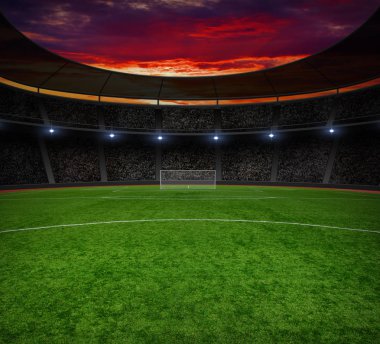  Parlak ışıkları olan futbol stadyumu