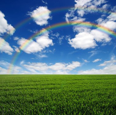 Gökkuşağı peyzaj üzerinde 