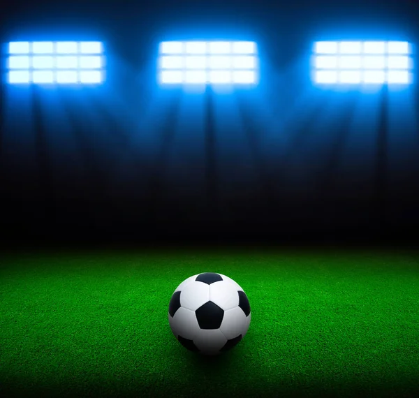 Soccer ball on stadium — Stock Photo, Image
