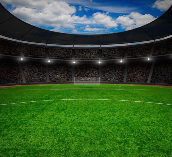 Estadio de fútbol con las luces brillantes — Foto de Stock