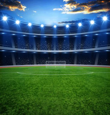  Parlak ışıkları olan futbol stadyumu