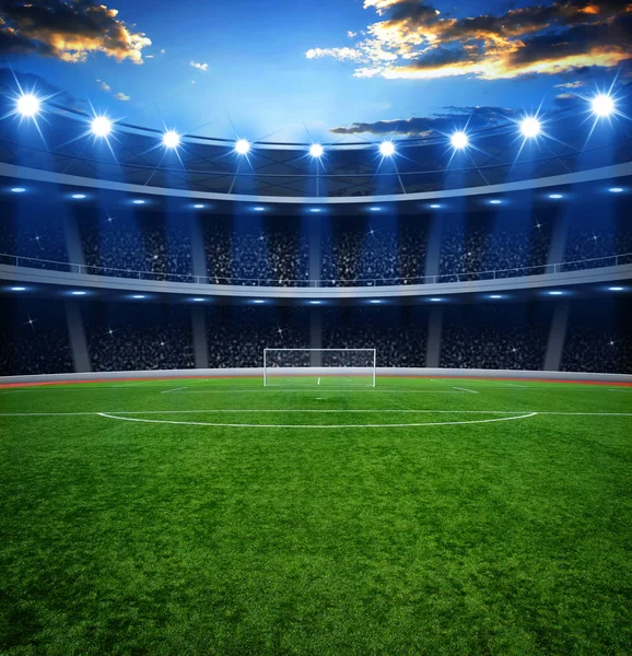 Estadio de fútbol con las luces brillantes — Foto de Stock