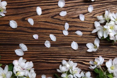  Ahşap üzerine bahar çiçekleri