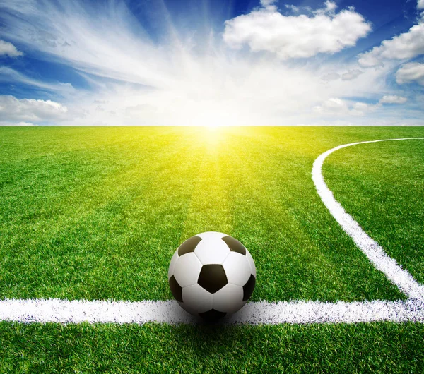 Pallone da calcio sull'erba — Foto Stock