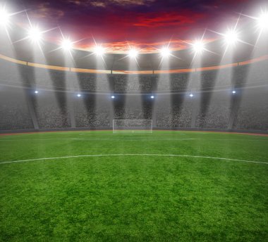  Parlak ışıkları olan futbol stadyumu