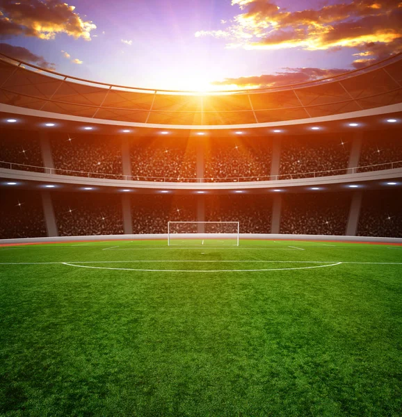 Fotbalový stadion s jasnými světly — Stock fotografie