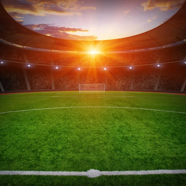 Estadio de fútbol con las luces brillantes — Foto de Stock
