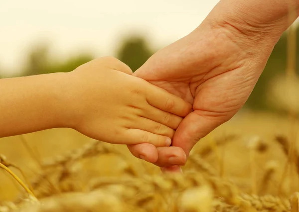 Händerna på mor och dotter — Stockfoto