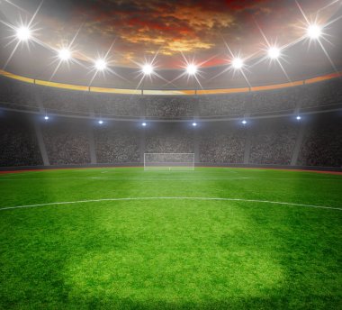  Parlak ışıkları olan futbol stadyumu