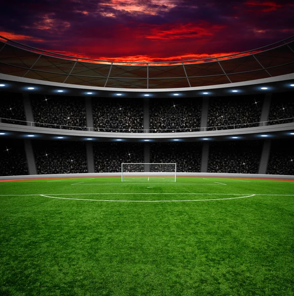 Estadio de fútbol con las luces brillantes — Foto de Stock