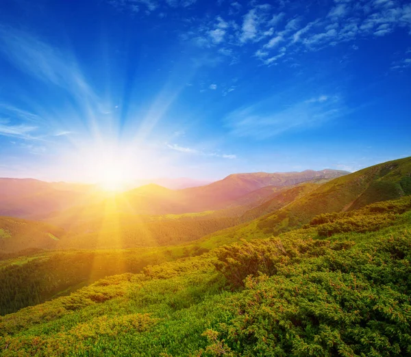 Mountain with the sun — Stock Photo, Image