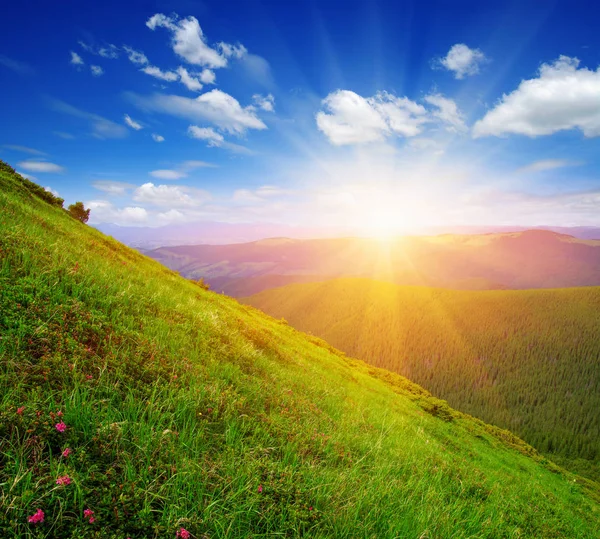 Mountain with the sun — Stock Photo, Image