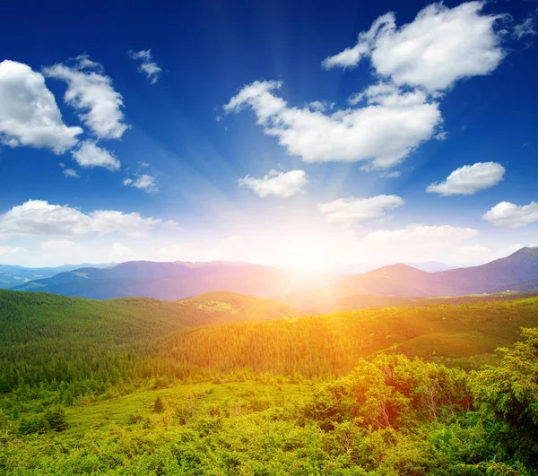 Berg med solen — Stockfoto