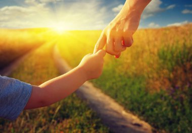 Anne-baba ve litlle çocuğun elleri