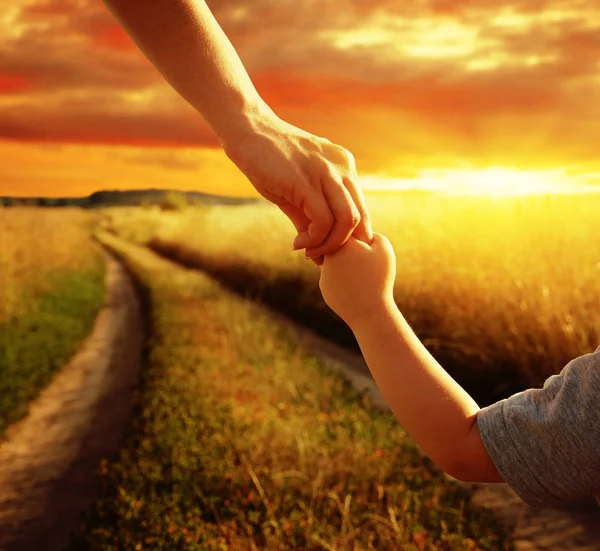 Ruce dítěte rodičem a litlle — Stock fotografie
