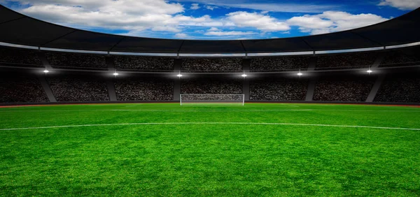 밝은 조명을 가진 축구 경기장 — 스톡 사진