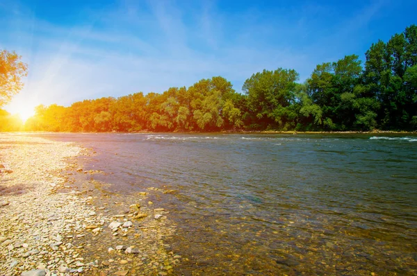 River water and sunset — Stock Photo, Image