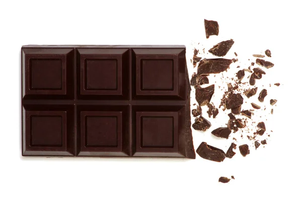 Barre de chocolat cassée isolée sur blanc — Photo