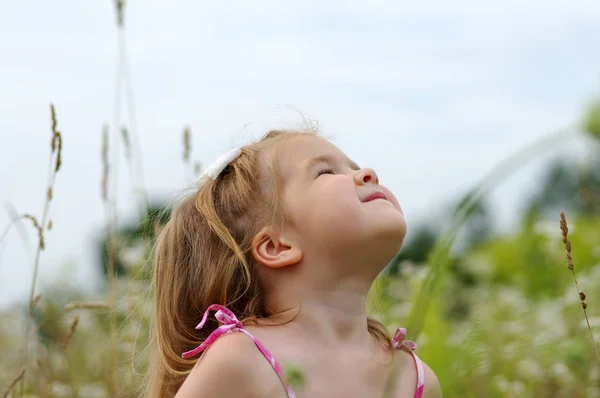 Kleines Mädchen auf der Wiese — Stockfoto