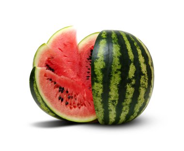  Beyaz arkaplanda karpuz izole. 