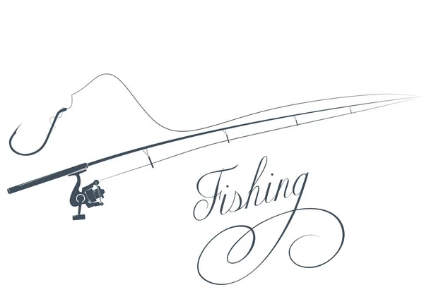 Caña de pescar y anzuelo — Archivo Imágenes Vectoriales