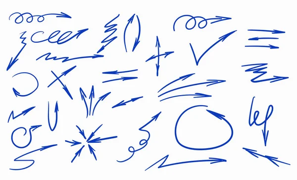 Set of hand-drawn arrows — Stock Vector