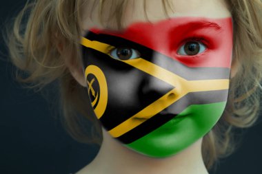 Boyalı Vanuatu bayrakla işaretlenmiş olan bir çocuk portresi