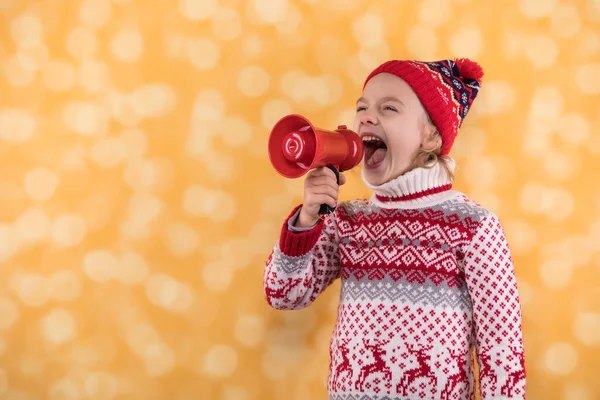Little funny and playful girl at Christmas time. — Stock Photo, Image