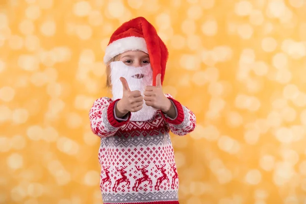 Child in Santa Claus hat and with beard — Stock Photo, Image