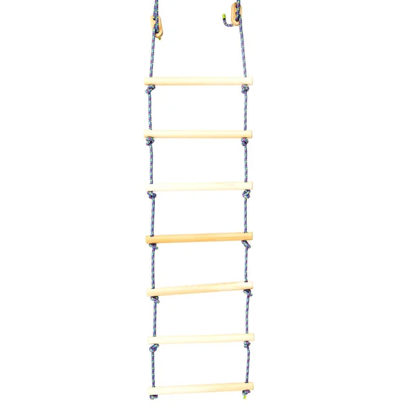 Rope-ladder made of wood on the white background . — Stock Photo, Image