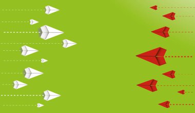 Yeşil üzerinde uçak grubu kağıt sembolü