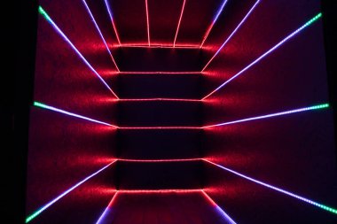 Soyut uzay odası ve modern mimari ışıklar