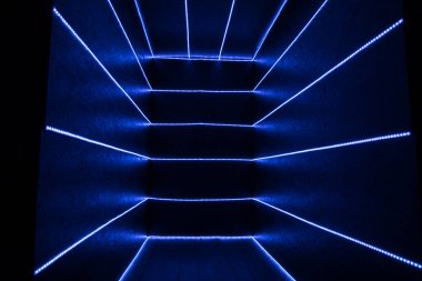 Soyut uzay odası ve modern mimari ışıklar