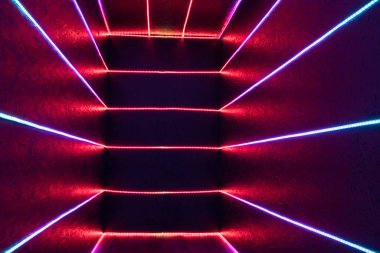 Soyut uzay odası ve modern mimari ışıklar