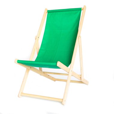Beyaz üzerine izole edilmiş yeşil ahşap sandalye.