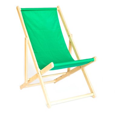 Beyaz üzerine izole edilmiş yeşil ahşap sandalye.