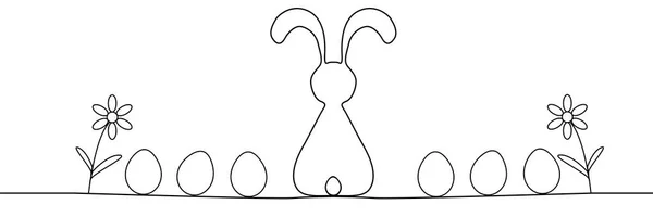 Outline of easter rabbit ears and eggs. — 스톡 벡터