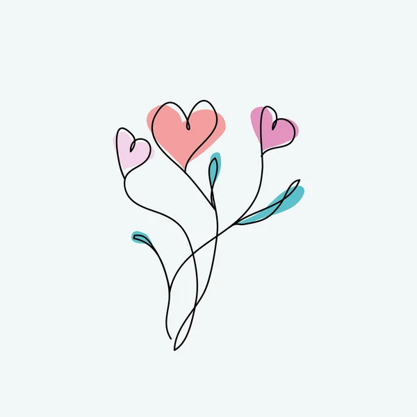 Décrivez des fleurs abstraites de coeur sur le blanc — Image vectorielle