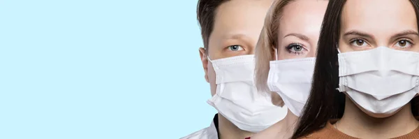 Stoppa infektion med coronavirus. Mannen och kvinnan i masken. — Stockfoto